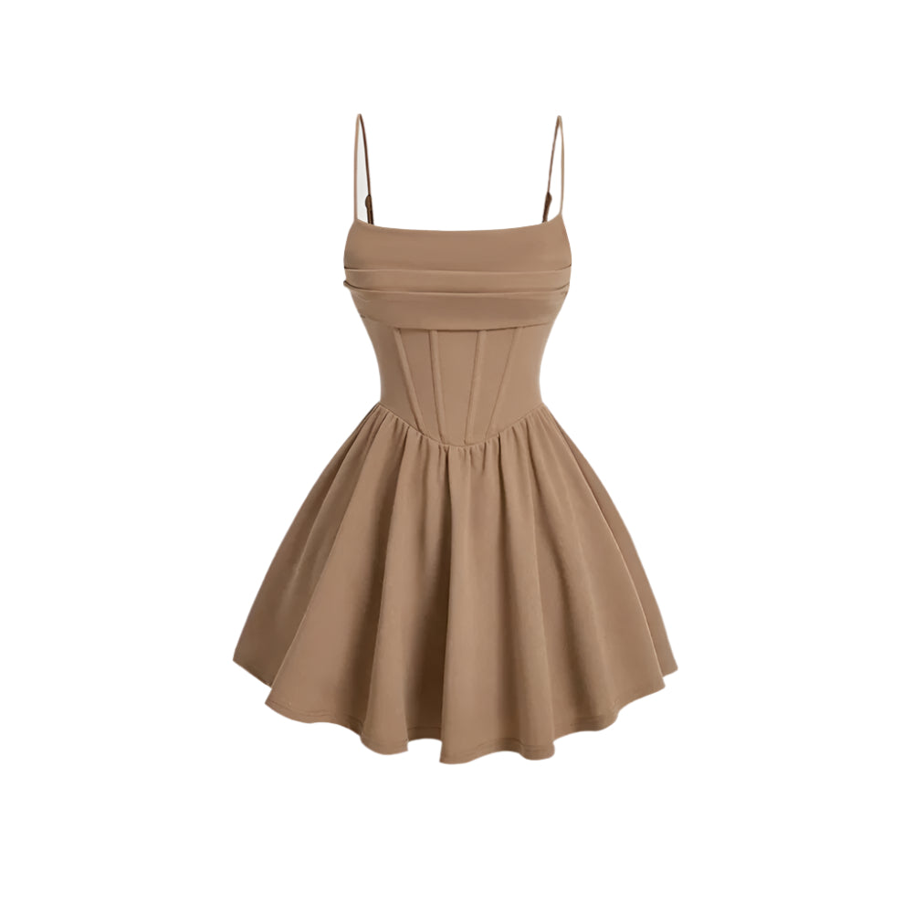 Kvinnors fyrkantig hals ärmlös A-linje miniklänning