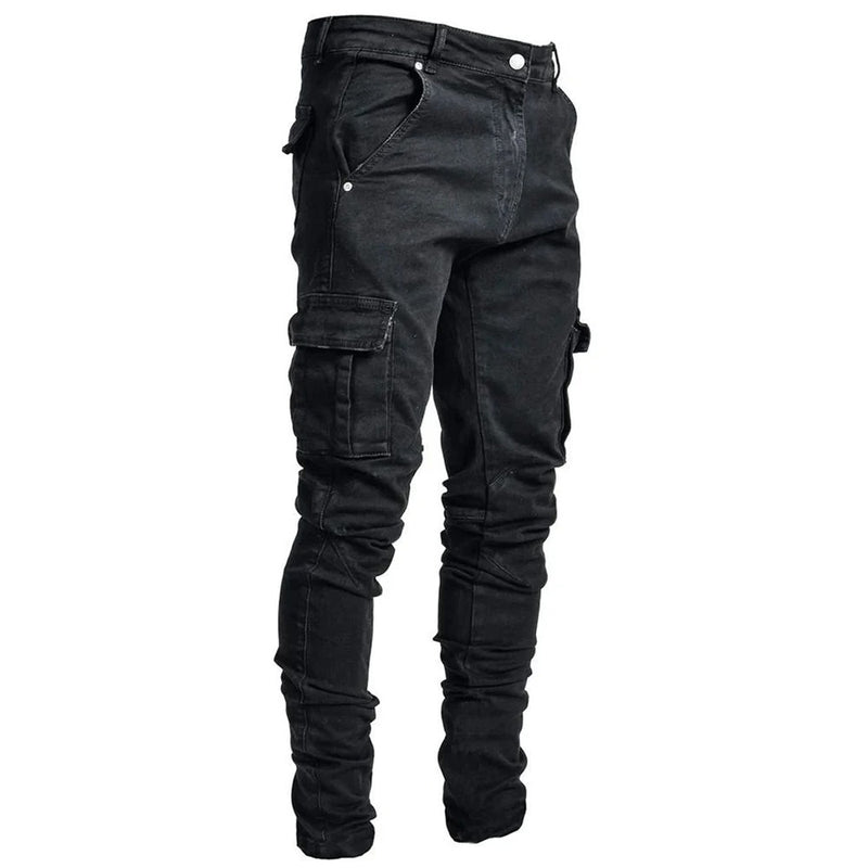 Elastiska jeans med flera fickor för män