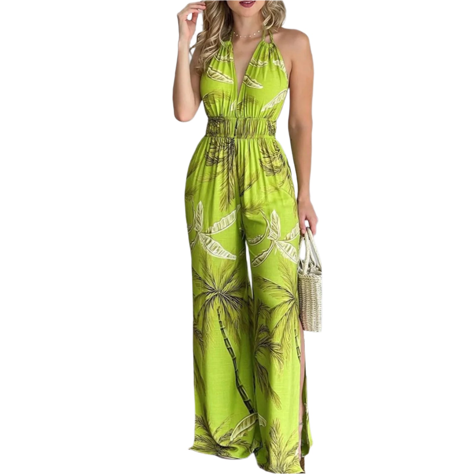 Digital Print V-Neck Färgglad Jumpsuit
