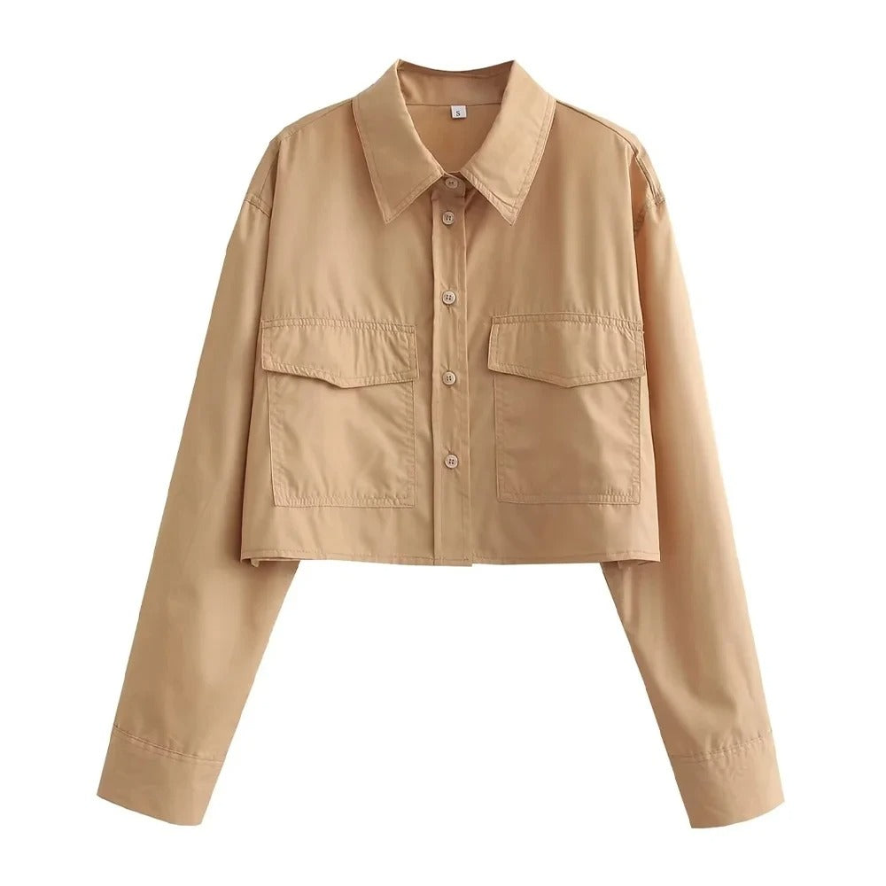 Lös beskuren poplinskjorta för kvinnor