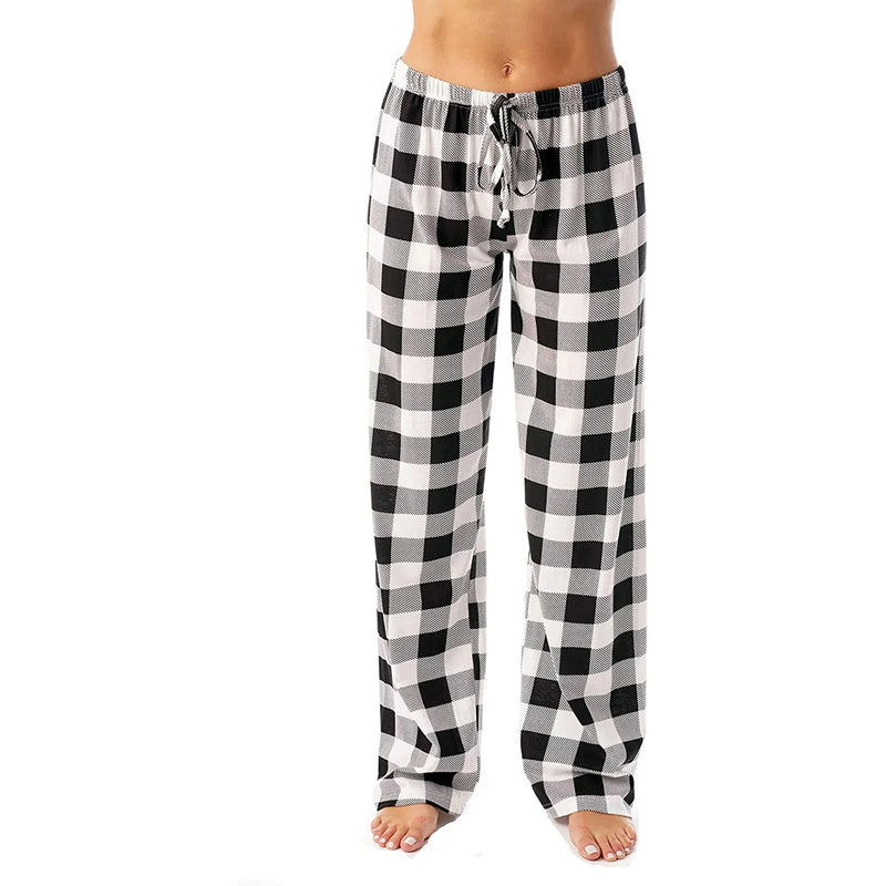 Rutig pyjamas med tryck för kvinnor