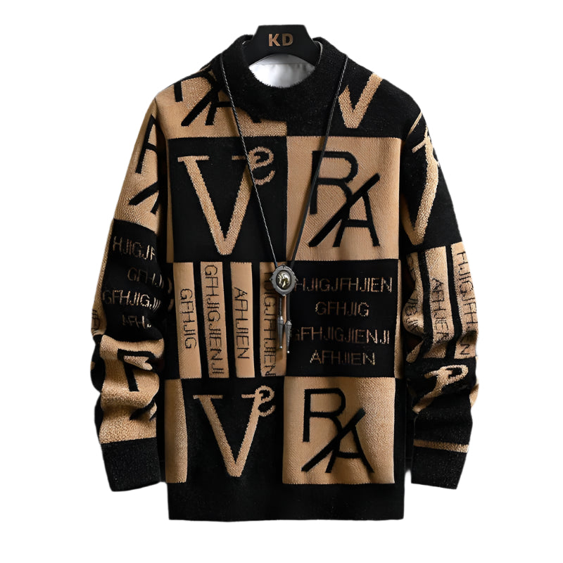 Randig rundhalsad tröja för män