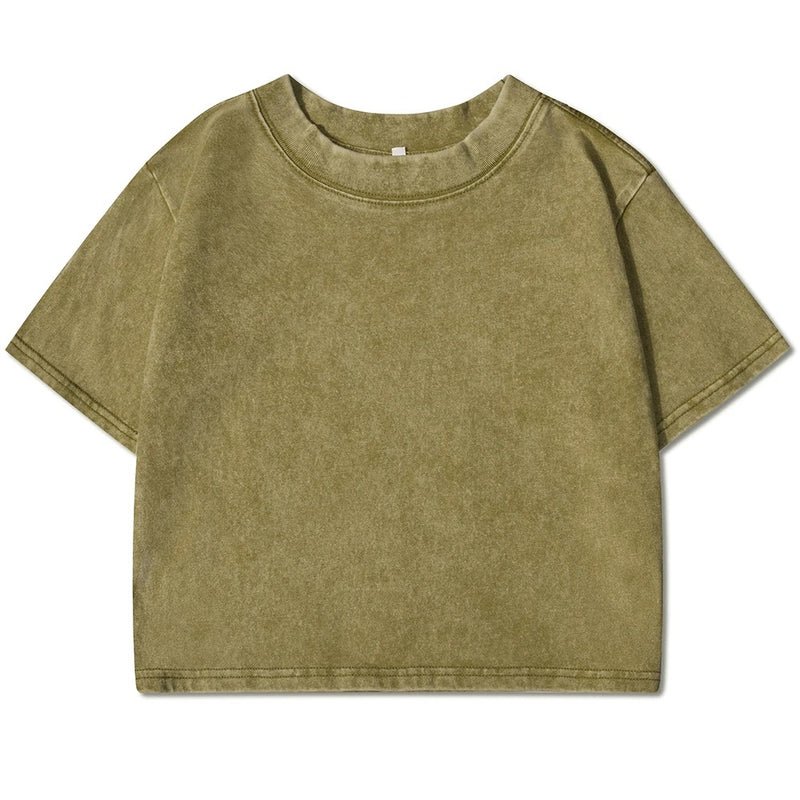 Enfärgad Slim Washed T-shirt för kvinnor