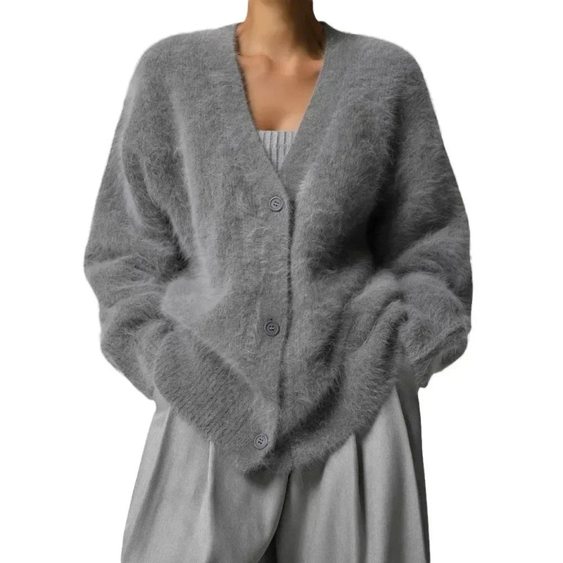 Mjuk stickad cardigan för kvinnor