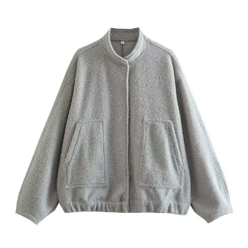 Oversized bomberjacka i tweed för kvinnor
