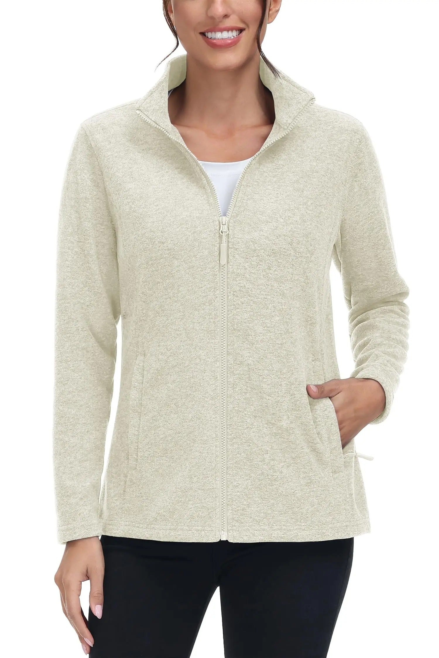 Lätt fleecejacka med full dragkedja för kvinnor