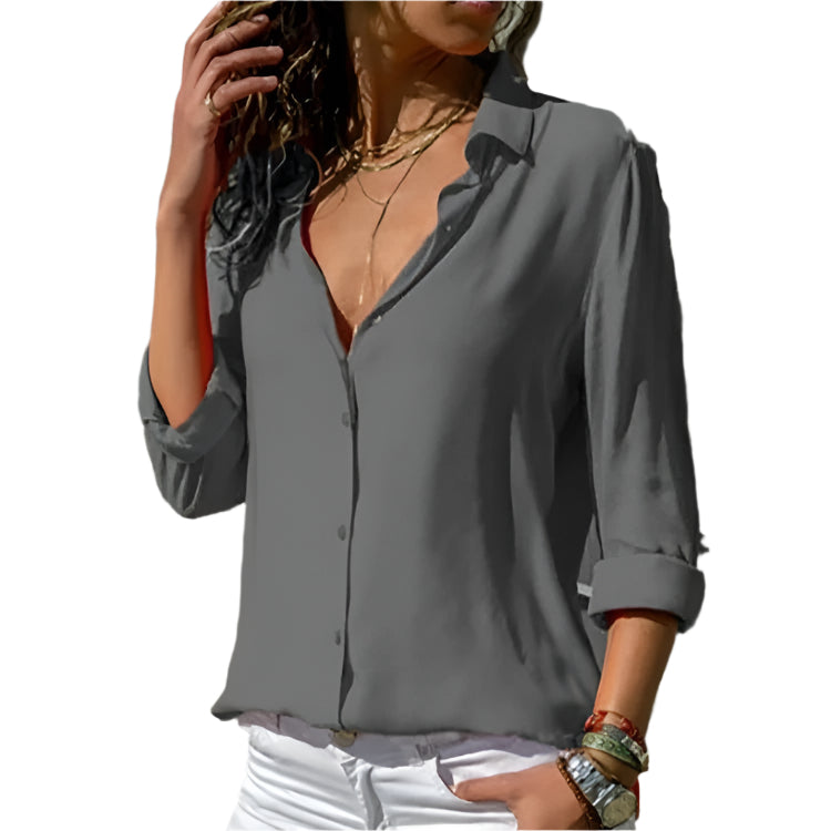 Casual Lapel Loose Shirt för kvinnor