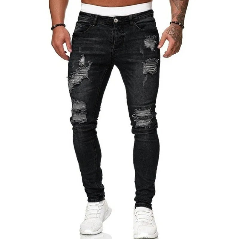 Rippade skinny jeans för män