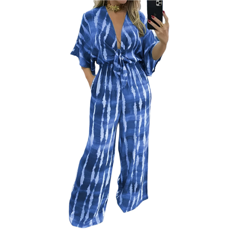 Dolmanärmad V-neckad jumpsuit för kvinnor