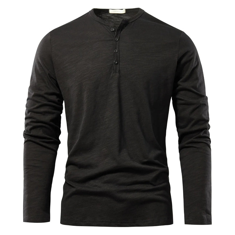 Långärmad T-shirt med Henleyhals för män