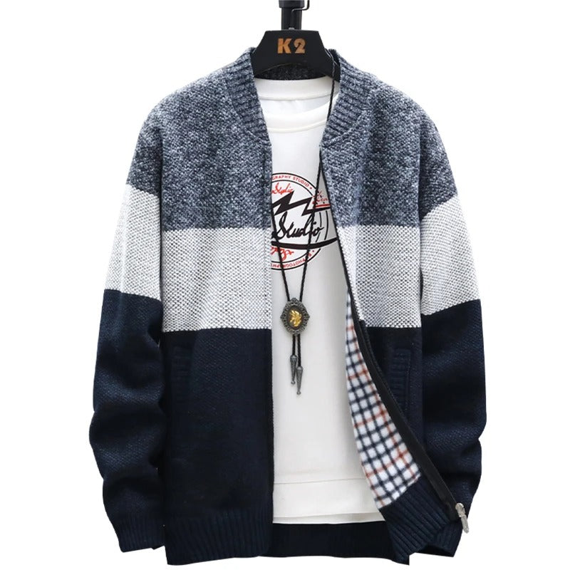 Fleece Cardigan med kontrasterande rand för män