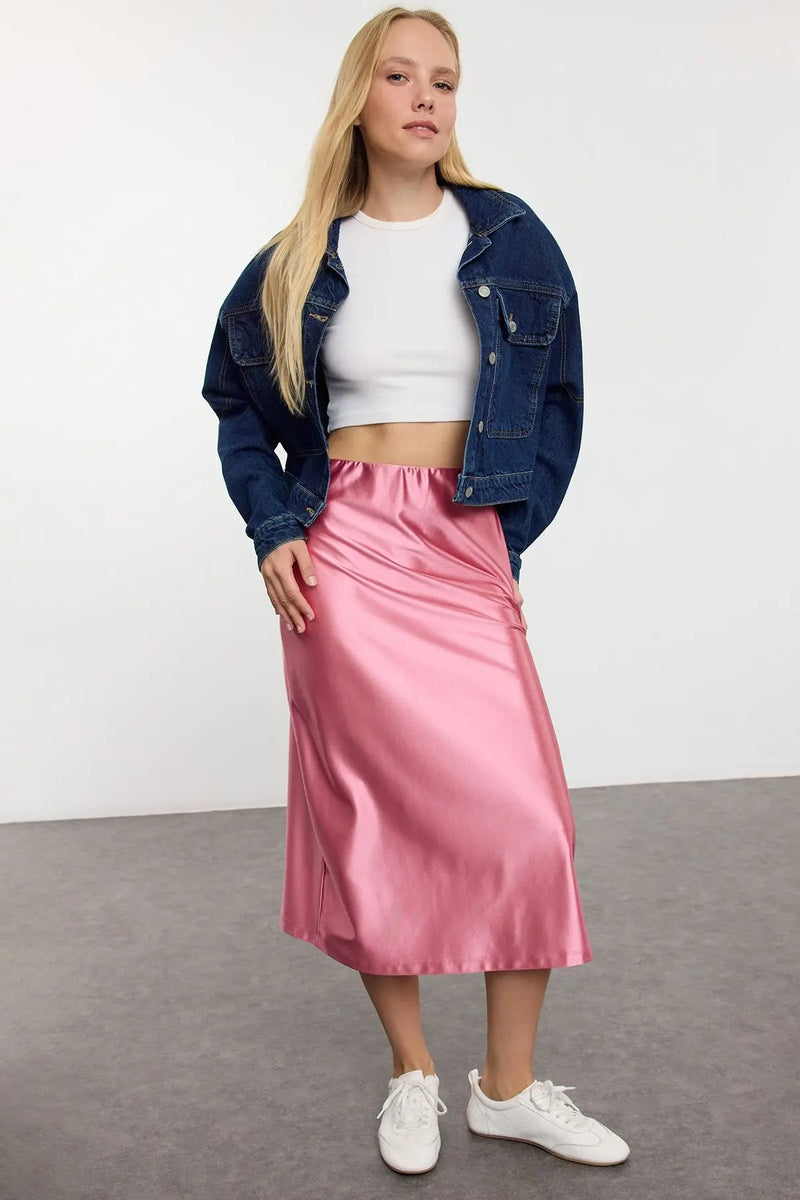 Kvinnors Casual Knit Plisserad kjol
