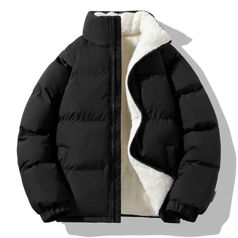 Jacka med ståkrage i tjock fleece för män