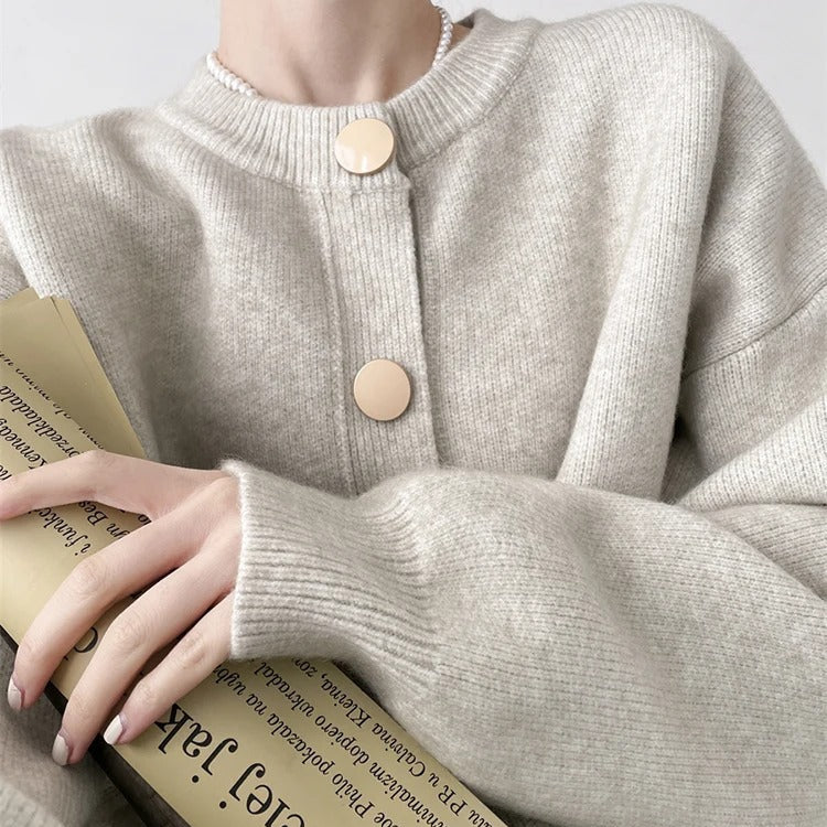 Stickad lös cardigan för kvinnor