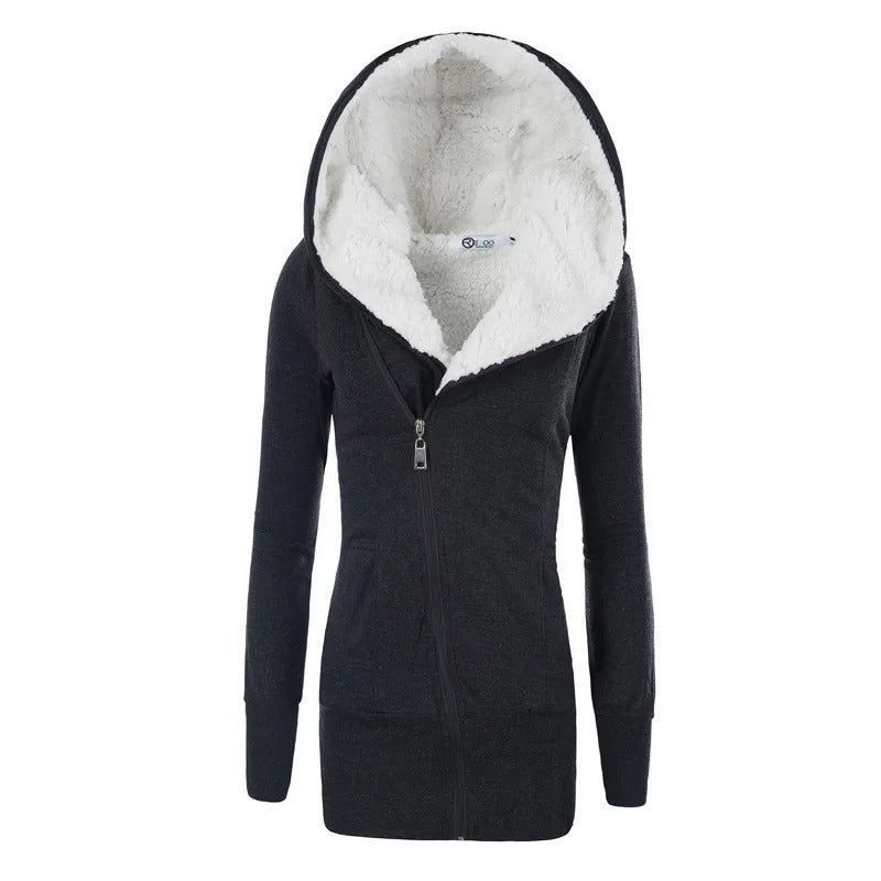 Fleece Cardigan med huva för kvinnor