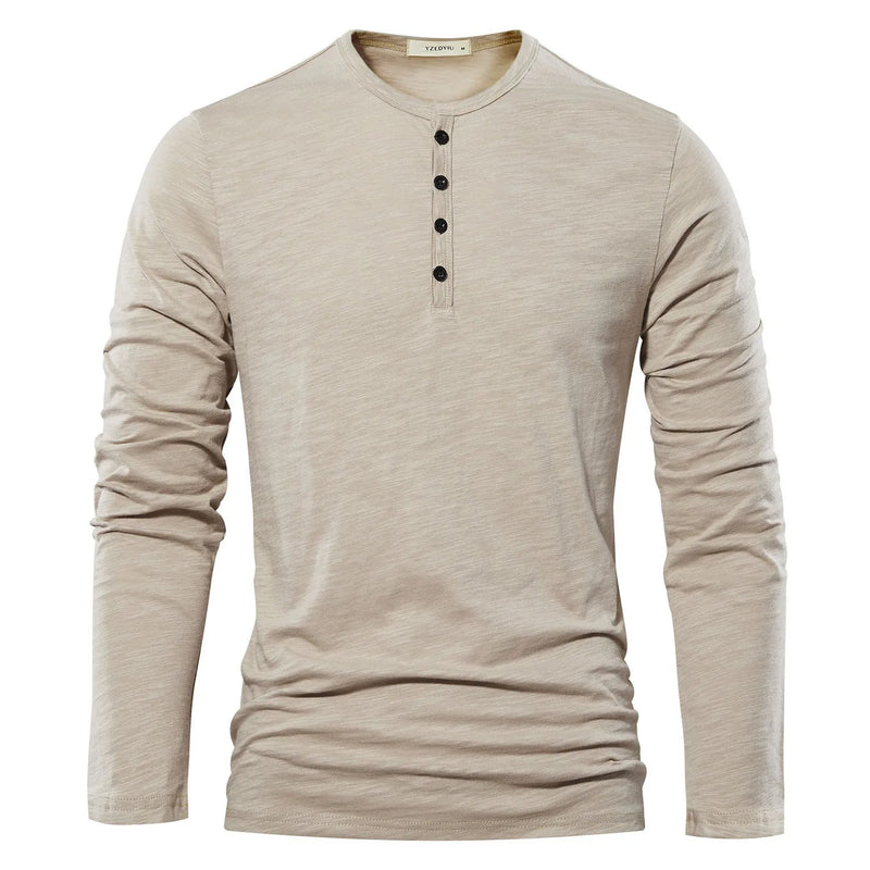 Långärmad T-shirt med Henleyhals för män
