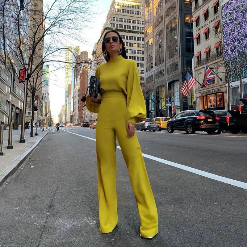 Lanternärmad jumpsuit med hög midja