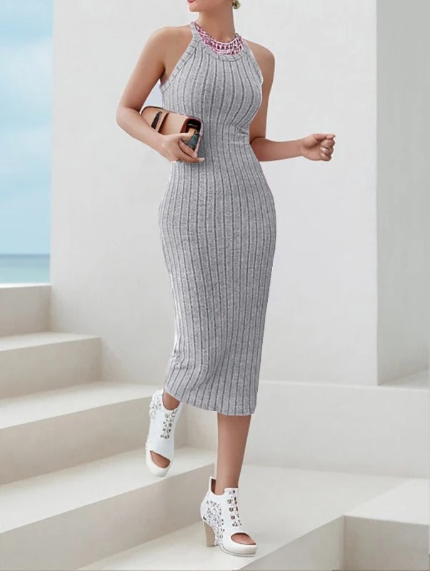 Halter Neck Bodycon Midiklänning för kvinnor
