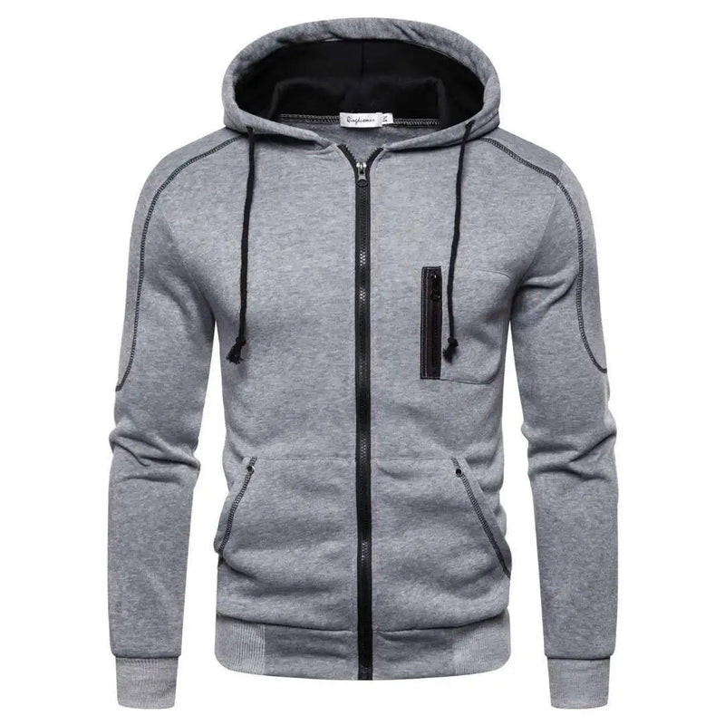 Pullover med huva och dragkedja för män