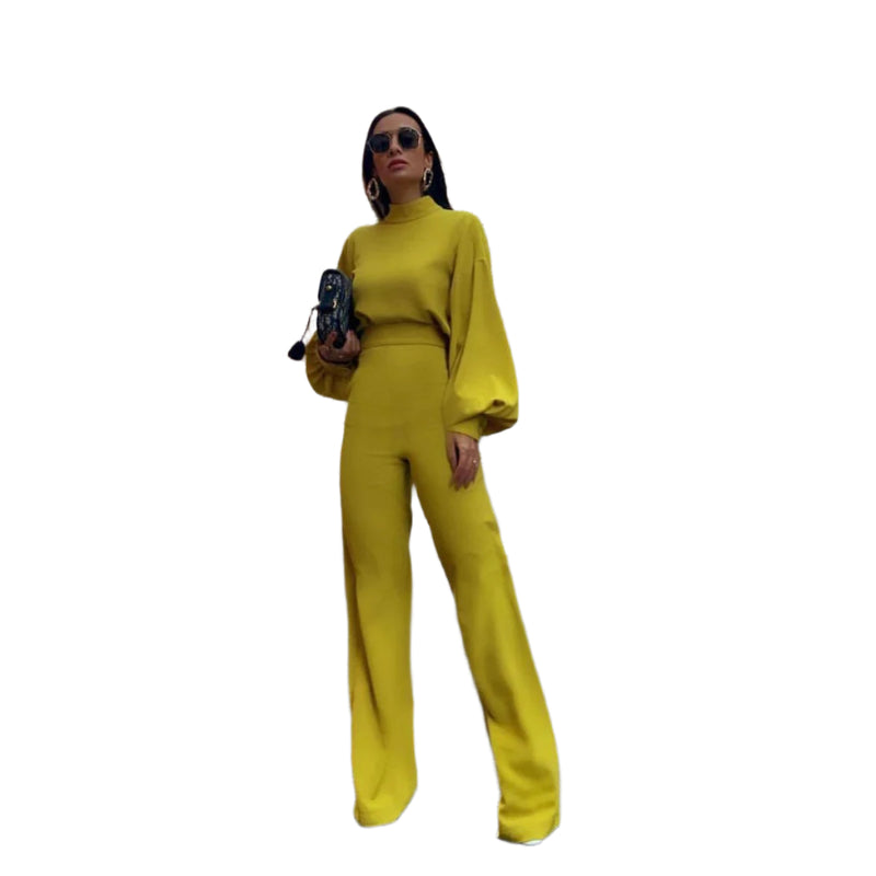 Lanternärmad jumpsuit med hög midja