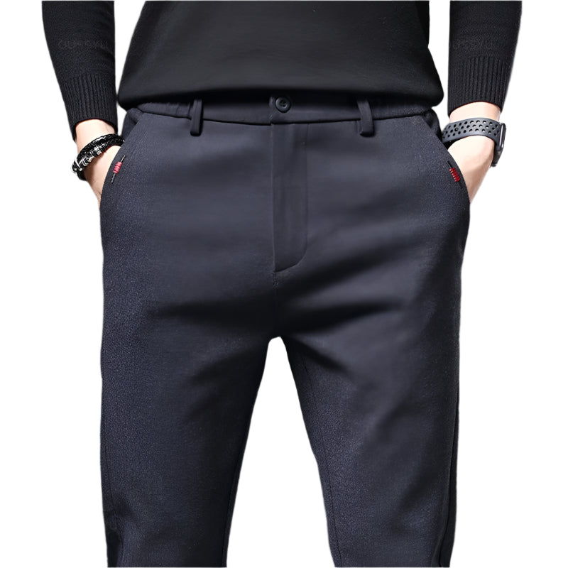 Slim fit-byxor i bomull för herr