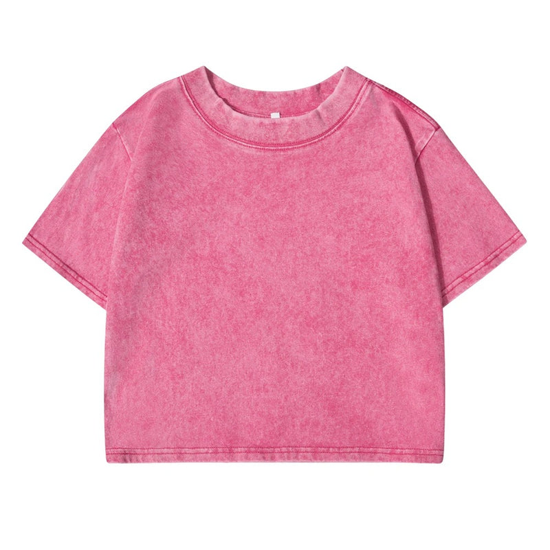Enfärgad Slim Washed T-shirt för kvinnor