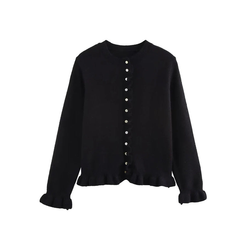 Texturerad stickad cardigan för kvinnor