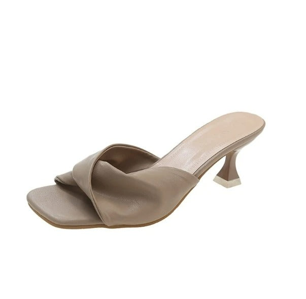 Kvinnors spetsiga tå högklackade mulor