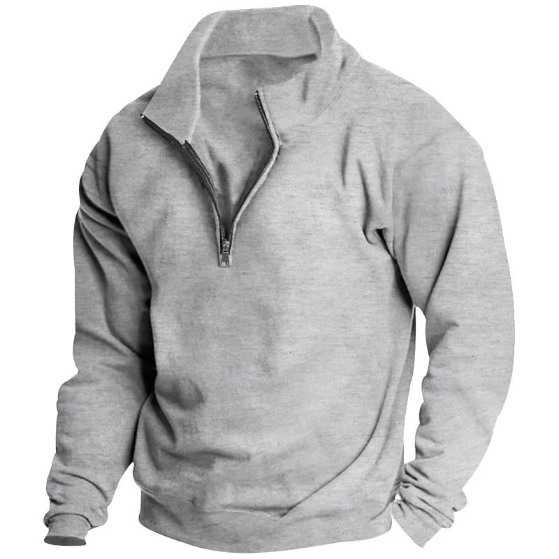 Sweatshirt med halv dragkedja och ståkrage för män