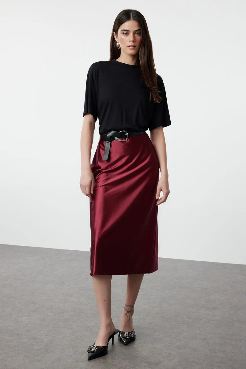 Kvinnors Casual Knit Plisserad kjol