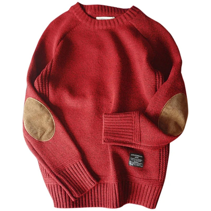 Oversized patchstickad tröja för män
