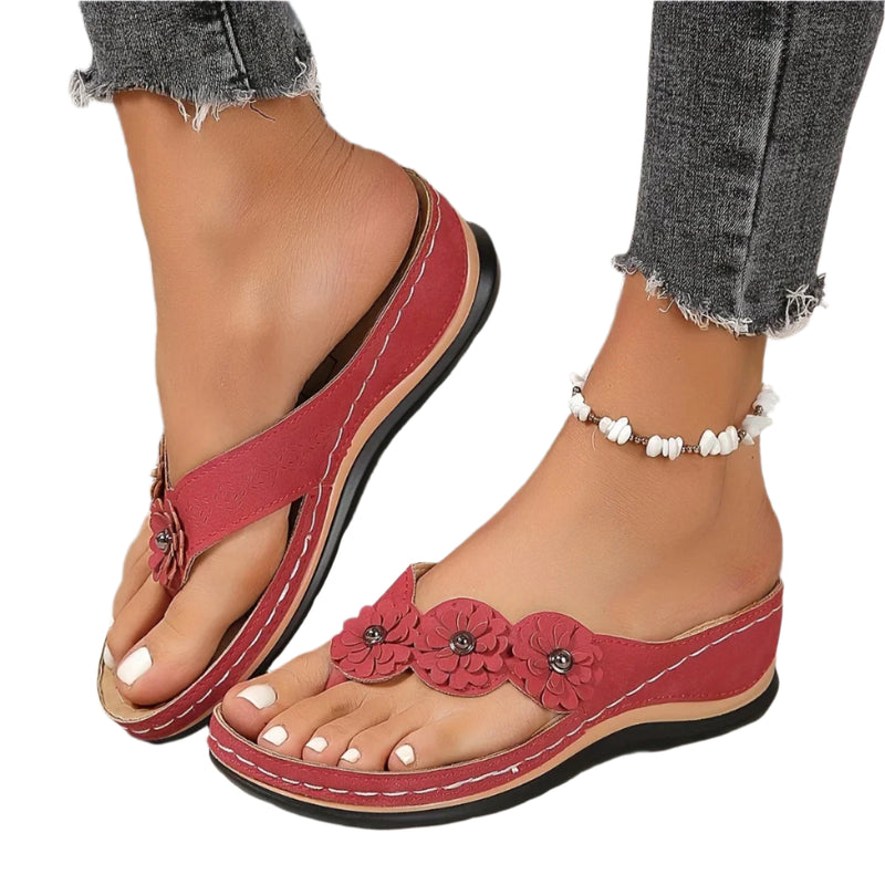 Blommiga slip-on-strandtofflor för kvinnor