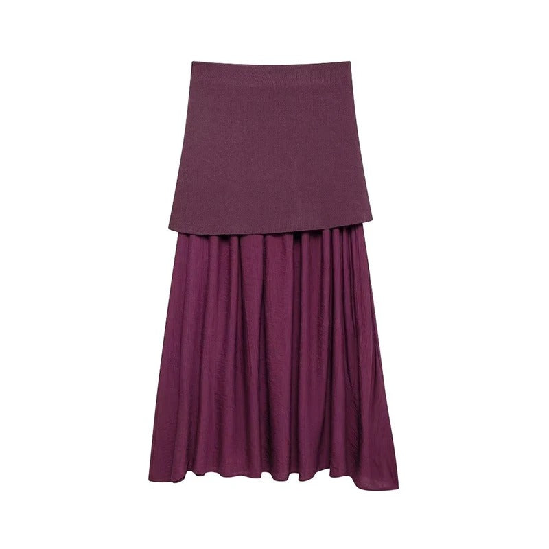 Plisserad midikjol för kvinnor med dragkedja i sidan