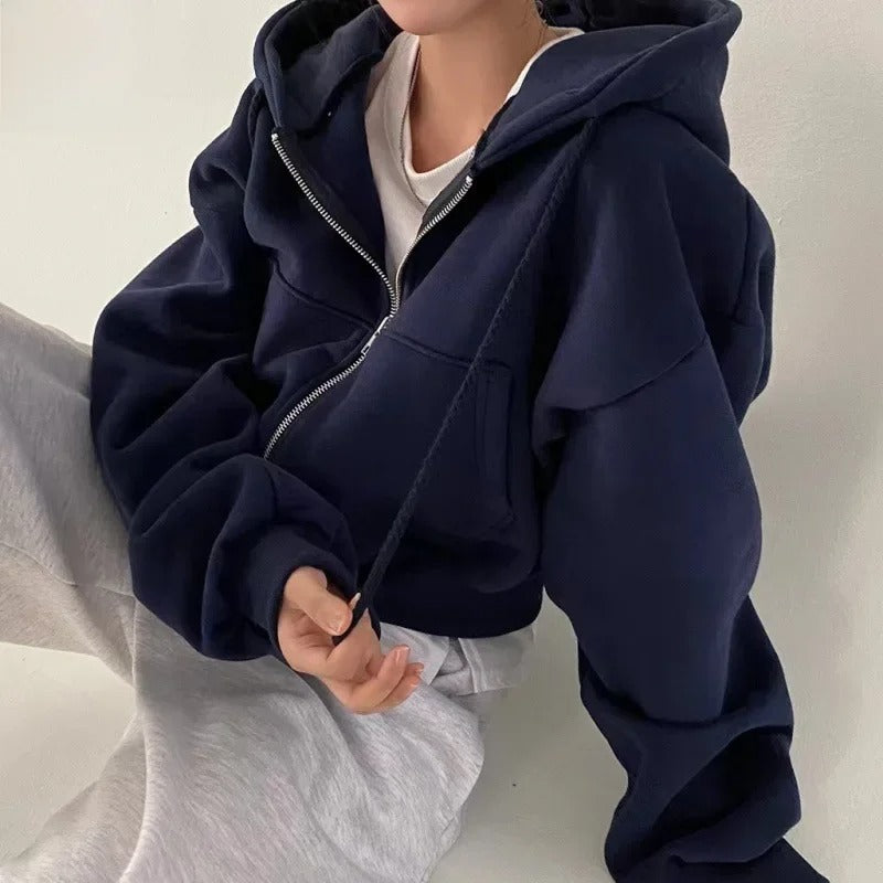 Överdimensionerad Crop Top Hoodie för kvinnor