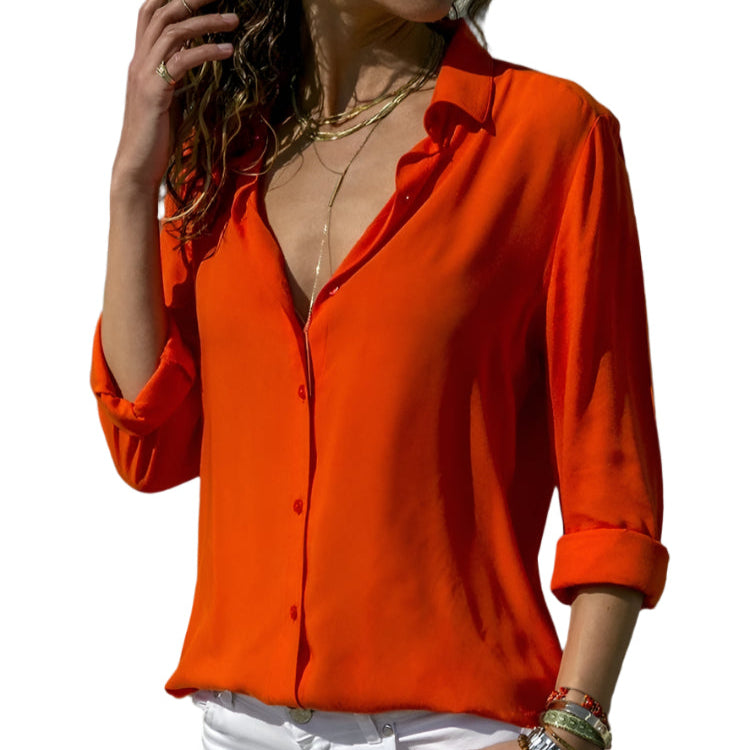 Casual Lapel Loose Shirt för kvinnor