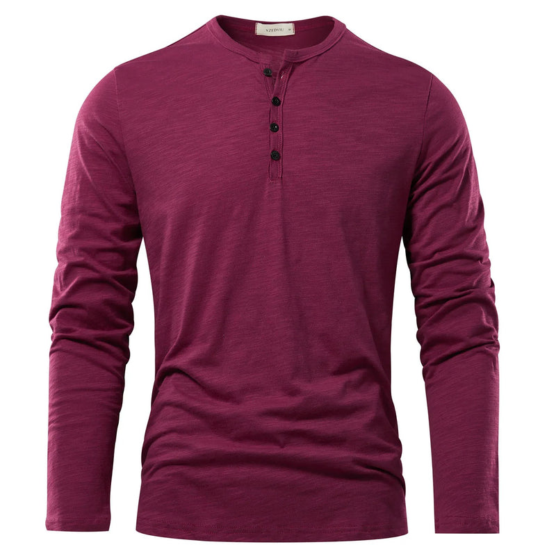 Långärmad T-shirt med Henleyhals för män