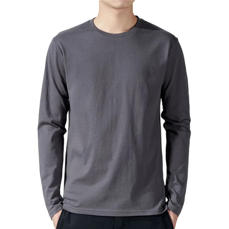 Enfärgad långärmad t-shirt för män