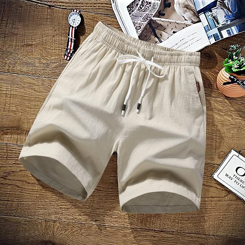 Herrshorts i bomull och linne för stranden