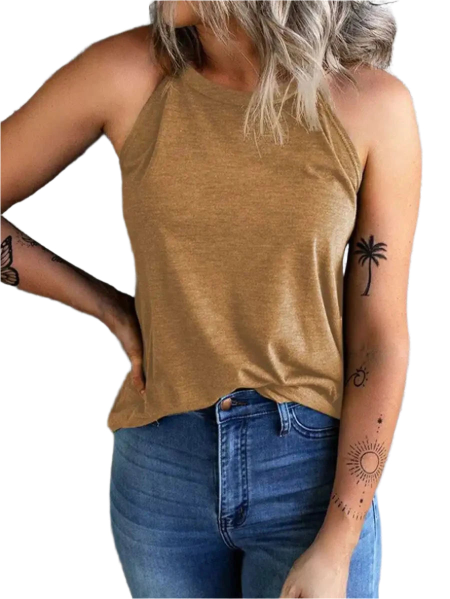 Ärmlös halterneck-linne för damer