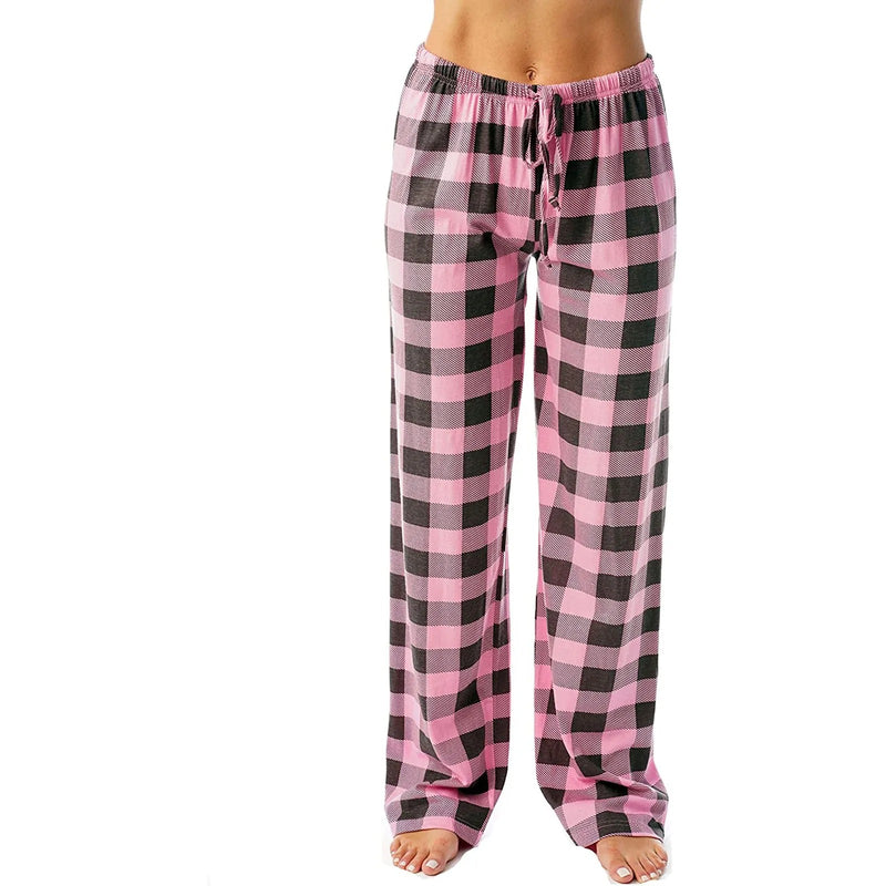 Rutig pyjamas med tryck för kvinnor