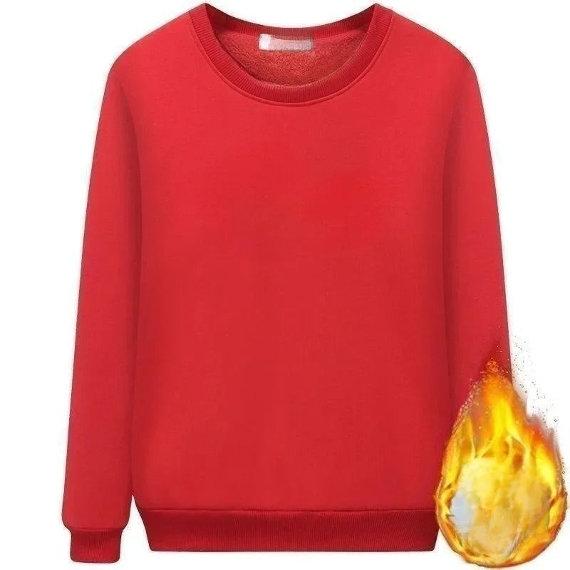 Fleecefodrad sweatshirt med rund hals för kvinnor