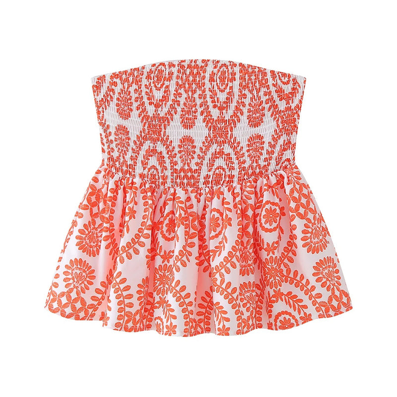 Blommönster Rufsig Crop Top