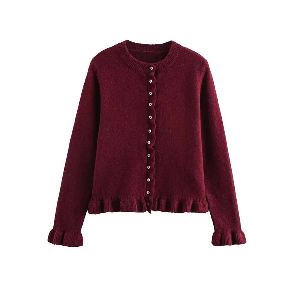 Texturerad stickad cardigan för kvinnor