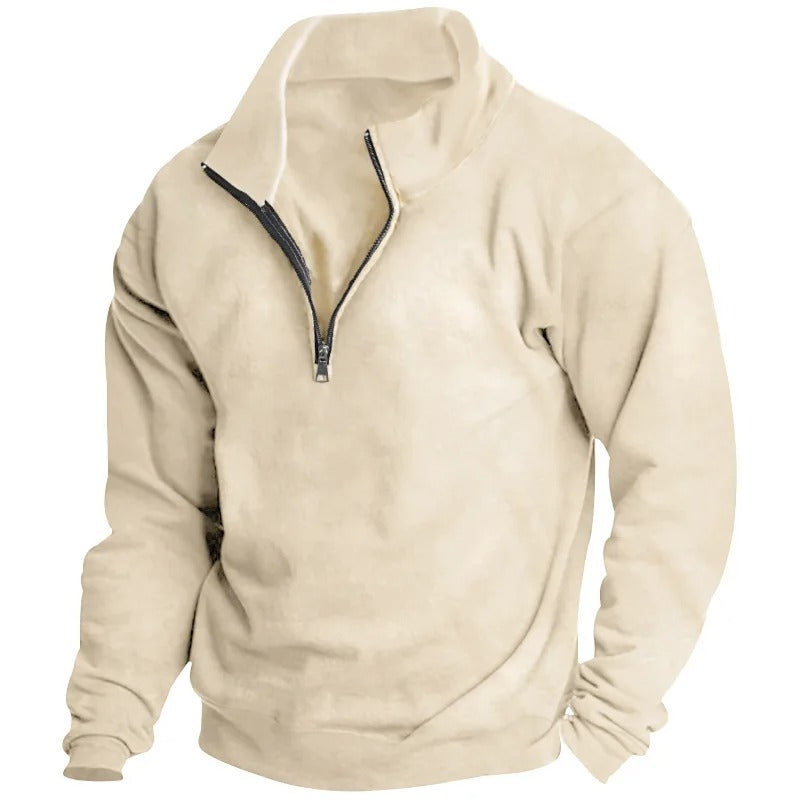 Sweatshirt med halv dragkedja och ståkrage för män