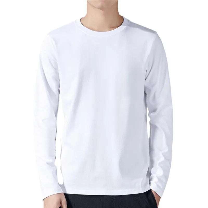 Enfärgad långärmad t-shirt för män