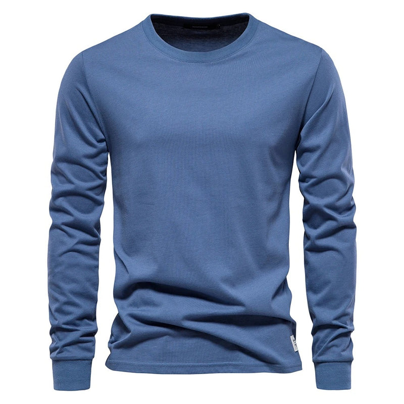 Enfärgad långärmad t-shirt för män