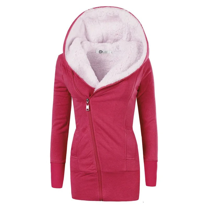 Fleece Cardigan med huva för kvinnor