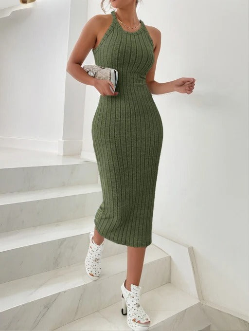 Halter Neck Bodycon Midiklänning för kvinnor