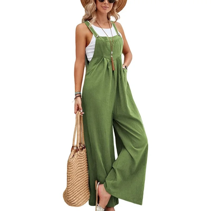 Baggy Bib Jumpsuit med vida ben för kvinnor