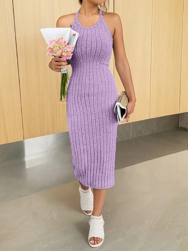 Halter Neck Bodycon Midiklänning för kvinnor